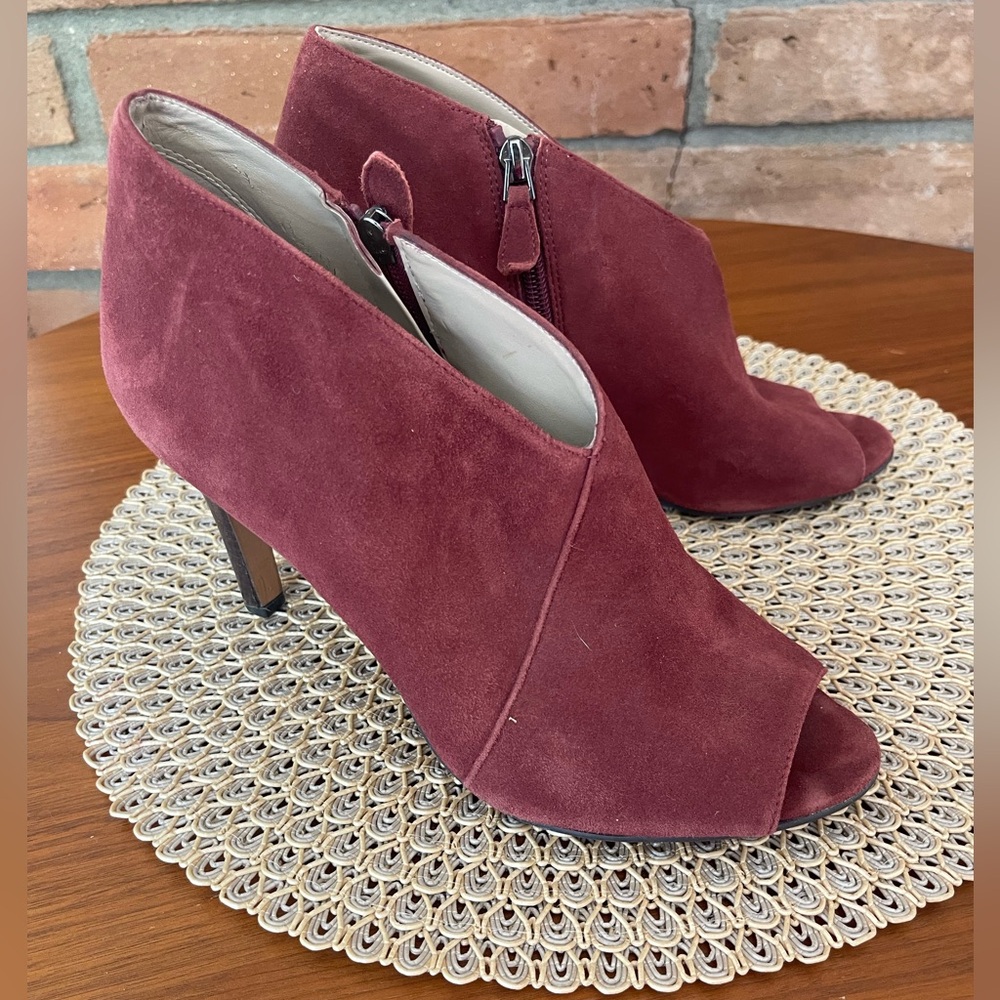 Peep toe heel booties